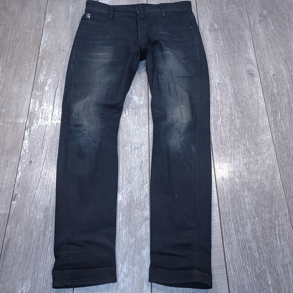 G-Star RAW D-Staq 5-Pkt Tapered Jeans Mens 32x32 Black Button Fly Denim
